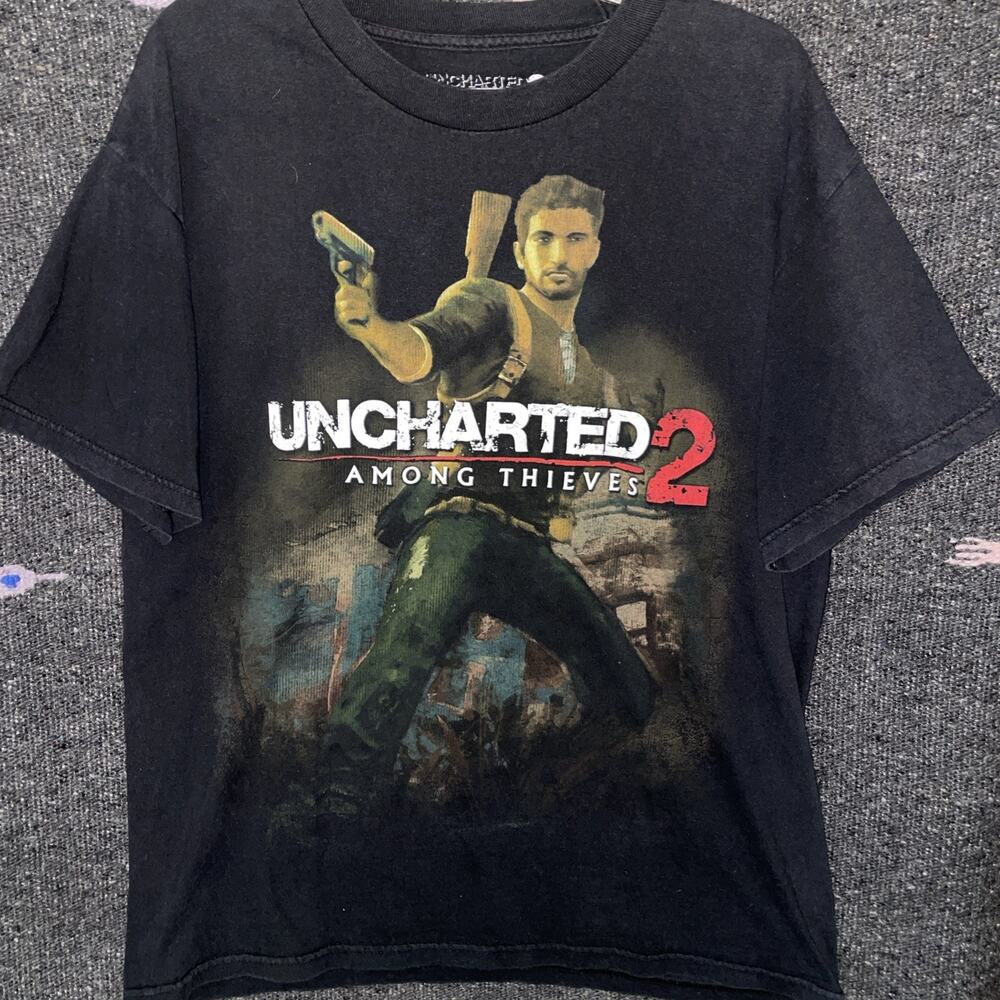 Uncharted 2 Nathan Drake PSP Game Tshirt Size Large 2009 Made In USA RARE